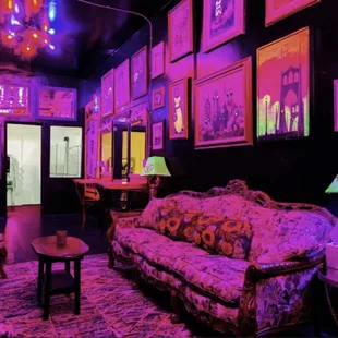 a brightly lit lounge area