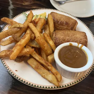 Sausage Rolls, Chips &amp; Curry