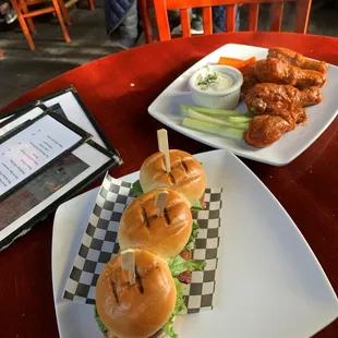 Happy Hour Sliders and Buffalo Drummies