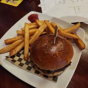 Kids burger and fries