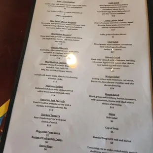 menu