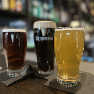 Our trio: Cream Ale, Guinness, Cider
