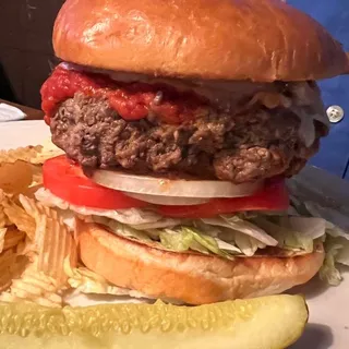 Pepperoni or Mushroom Pizza Burger