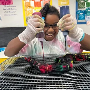 Haniah loves applying the dyes.
