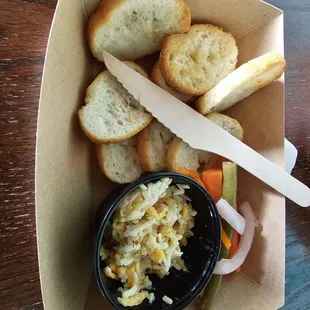 Pimento Cheese, French crostinis, pickled veggies