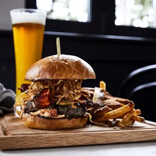 Pub Burger and handout fries