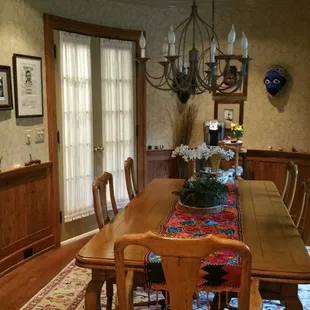 The dining room where coffee is available anytime.