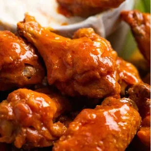 Our popular chicken wings your choice of flavors: BBQ, Buffalo, Garlic Parm, Sweet red Chili &amp; Mango Habanero