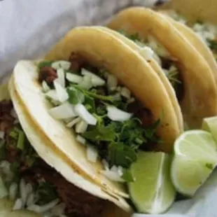 Delicious street brisket tacos.
