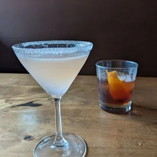 Strawberry lemon drop and old fashioned