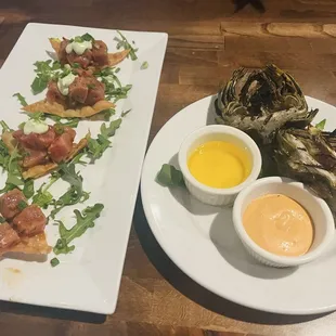 Ahi poke and grilled artichoke