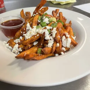 Sweet potato fries topped with feta and served with Thai Chili Sauce (Specials Board Appetizer)
