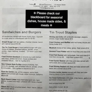 Updated Menu April, 2022