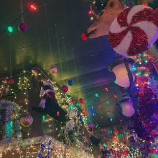 a crowd of people at a christmas party