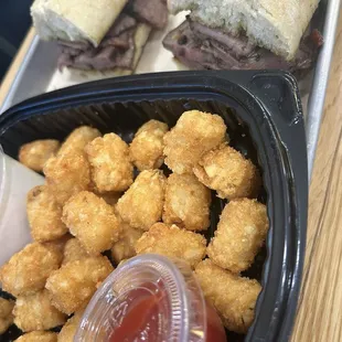 Tater tots and Tri Tri-Tip Sandwich (Dry)
