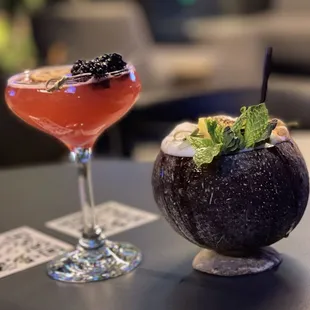 (Left) Pink Lady (off the menu) and (right) Living the Island Life