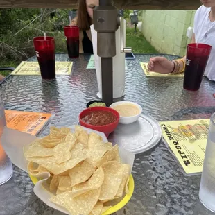 Trio App- salsa, guacamole, &amp; queso with chips.