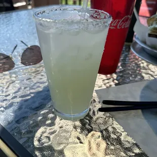 a drink on a table