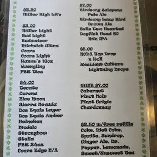 Drink Menu