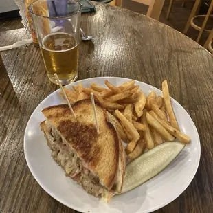 Oysters on the half shell, Boudin, grilled cheese, shrimp, and pork belly pasta