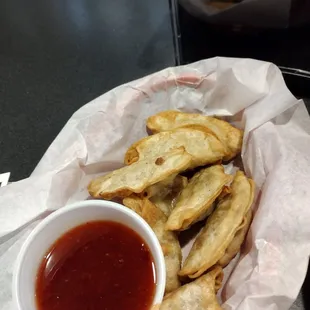Potstickers with a sweet chili  sauce