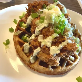 Chicken and Falafel Waffle Brunch