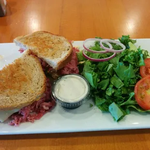 Grilled Rachel sandwich with a farmers salad on the side (a free substitute for fries!).