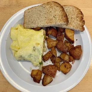 a plate of breakfast food