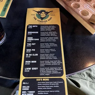 sushi and sashimi, menu