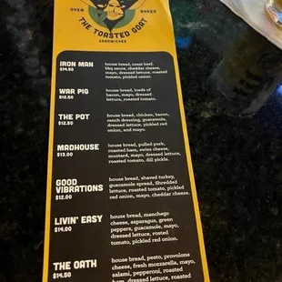 Menu Rear