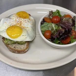 Avocado  Toast with a Spring Mix Salad