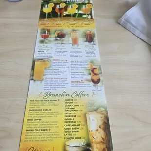 Brunch drink menu