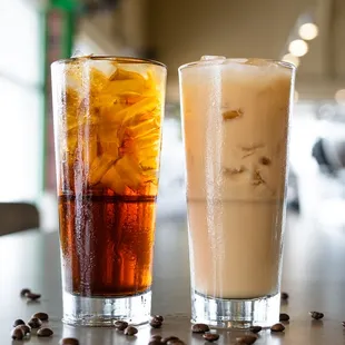 two glasses of iced coffee