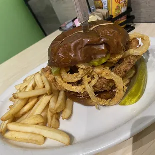 Chicken sandwich and fries