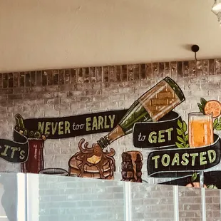 The mural on the wall says it all. Food&apos;s not bad but not what people come here for.