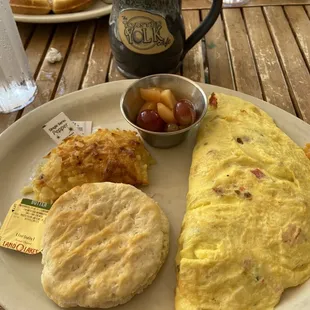 The waffle and the Double Decker omelette