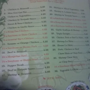 menu