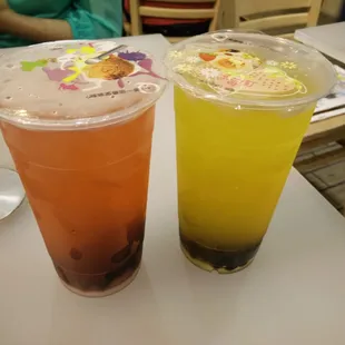 Watermelon and mango fruit bubble tea