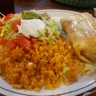 Shrimp chimichanga with rice