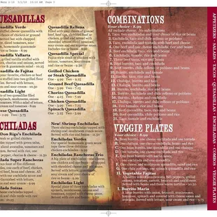 Quesadillas, Enchiladas and Combination Dinners!