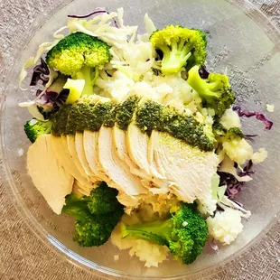 Pesto Grain Bowl - (grain swapped out for cauliflower rice)  yummy!