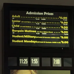 Admission fares 10.24