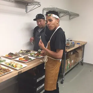 The chefs bravely tasting our food