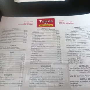 The menu to browse through...plus they have tator tots!!