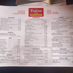The menu