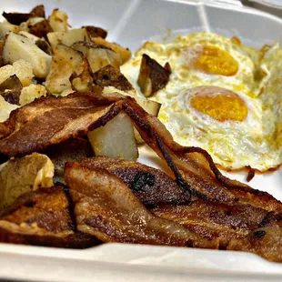 2 Eggs, Jalapeno Bacon w/Cottage Potatoes and biscuits &amp; gravy (not pictured). All were good. B&amp;G was out of this world!