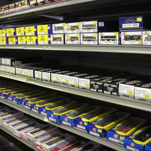 We carry HO scale locomotives from companies such as Athearn, Atlas, Kato, Walthers, Bachmann, and Broadway Limited.