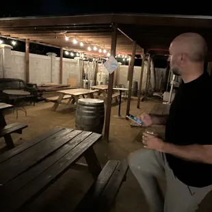 Outdoor patio is large and smoke friendly