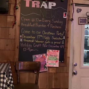 Board with upcoming events