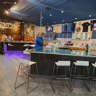 Inside restaurant at closing time